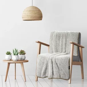 Narzuta, koc bukla na fotel 70x160 cm beżowo, biały z miękkiej tkaniny KOALA EUROFIRANY PREMIUM