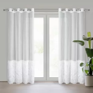 Firana biała zdobiona błyszczącą nicią 140x250 cm przelotka MARGARET 6 Eurofirany