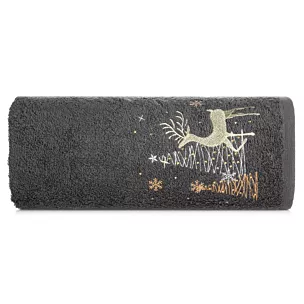 Ręcznik kąpielowy świąteczny 70x140 cm bawełniany kolor stalowy 450 g/m2 SANTA Eurofirany