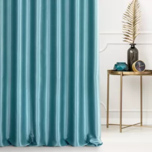 Zasłona szyta na taśmie 5 cm ciemnoniebieska z błyszczącej tkaniny zaciemniającej