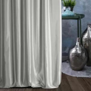 Zasłona szyta na przelotkach AMAYA szara z jednokolorowej gładkiej tkaniny