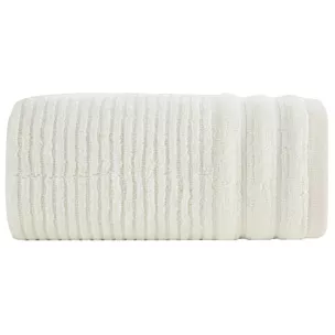 Ręcznik do rąk 30x50 cm bawełniany kolor kremowy bordiurą zero twist zdobiony paseczkami 400 g/m2 SAMMY Eurofirany