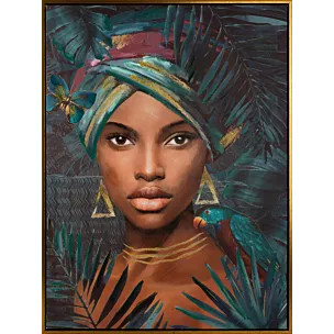 Obraz ręcznie malowany na płótnie w złotej ramce portret