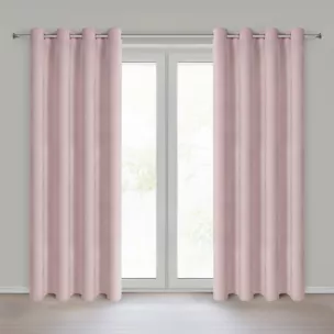 Zasłona jasnoróżowa z szenilowej tkaniny 140x250cm przelotki - VANI Eurofirany