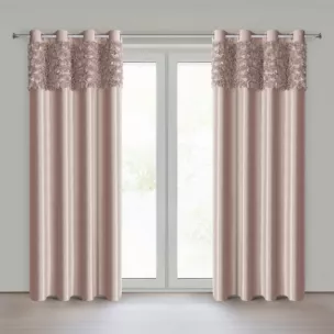 Zasłona pudrowa z welwetu zdobiona aplikacją 3D róż 140x250 cm przelotka - ROSES Eva Minge Eurofirany
