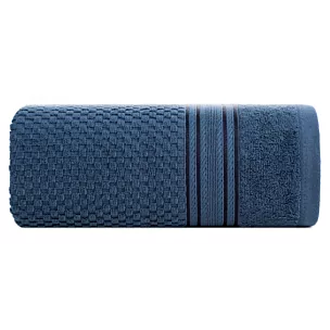 Ręcznik kąpielowy 50x90 cm bawełniany kolor granatowy zdobiony subtelnymi paseczkami 500 g/m2 DAVOS Eurofirany