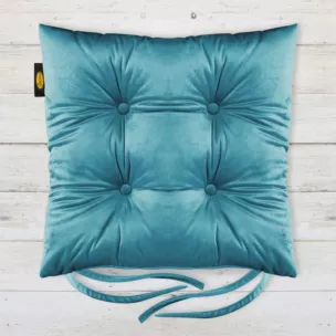 Poduszka na krzesło dwustronna 40 x 40 x 8 cm welwetowa ciemnoturkusowa Eurofirany