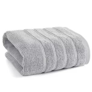 Ręcznik kąpielowy 70x140 cm bawełniany kolor srebrny w błyszczące paseczki AMIRA Eurofirany