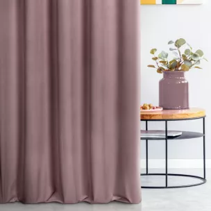 Zasłona szyta na flexach pudrowo różowa z miękkiej tkaniny welwetowej