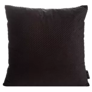Poszewka na poduszkę 40x40 cm welwetowa z drobnym wytłaczanym wzorkiem czarna ELIZA Eurofirany