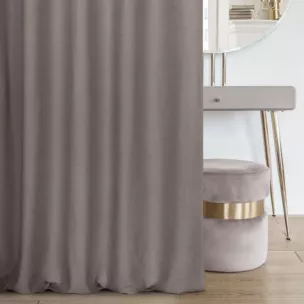 Zasłona szyta na taśmie fala popielata o naturalnym, gęstym splocie w stylu eko