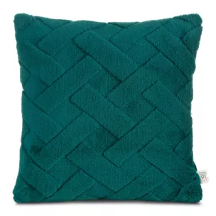Poszewka na poduszkę 45x45 cm z miękkiego pluszu zdobiona wypukłym wzorem ciemnozielona CARO DESIGN 94 Eurofirany