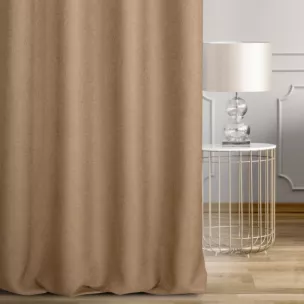 Zasłona szyta na taśmie fala jasnobrązowa z tkaniny o naturalnym splocie w stylu eko