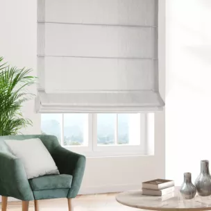 Roleta rzymska biała z szenilowej tkaniny