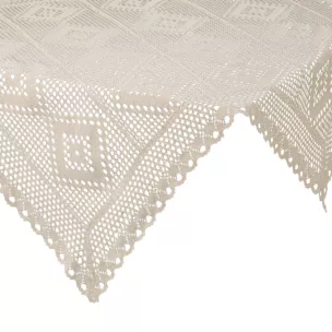 Bieżnik na stół 85x85 cm jasnobeżowy ażurowy OLIVIA w stylu boho Eurofirany