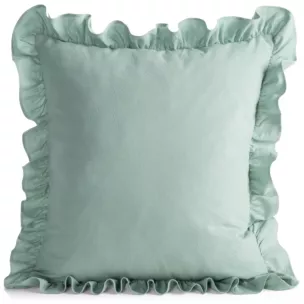 Poszewka na poduszkę 45x45 cm bawełniana z ozdobną falbanką szałwiowa Eurofirany