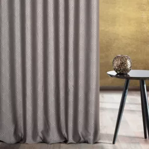 Zasłona szyta na taśmie fala popielato szara z tkaniny, z geometrycznym wzorem, z dodatkiem połyskującej nici