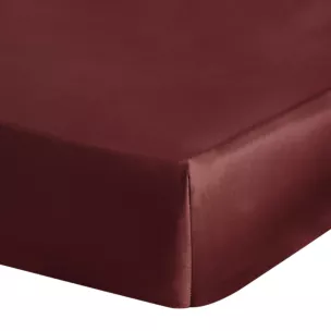 Prześcieradło gładkie z gumką 100x200 cm z satyny bawełnianej kolor burgundowy 125 g/m2 NOVA 3 Eurofirany