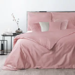Pościel bawełniana z makosatyny 220x200 cm komplet 3 częściowy gładka kolor pudrowy róż DELIA Reina Line Eurofirany