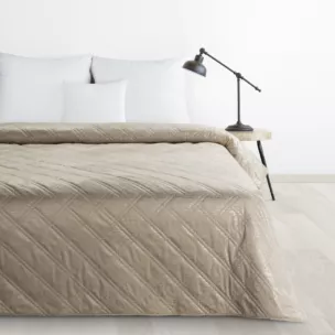 Narzuta welwetowa beżowa 220x240 cm pikowana metodą hot press w wzór karo LUIZ BLINK DESIGN 91 Eurofirany