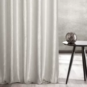 Zasłona szyta na taśmie fala kremowa z tkaniny, z geometrycznym wzorem, z dodatkiem połyskującej nici