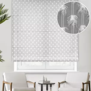 Roleta rzymska kremowa z delikatnej tkaniny z aplikacją i haftem