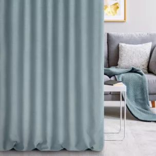 Zasłona szyta na taśmie fala niebieska tkanina zaciemniająca, strukturalna typu dimout