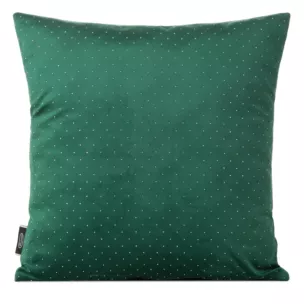 Poszewka na poduszkę 45x45 cm welwetowa zdobiona diamencikami ciemnozielona ARIADNA Eurofirany