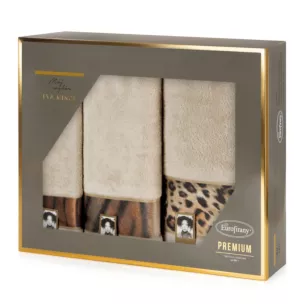 Zestaw ręczników bawełnianych 3 szt kolor beżowy ,czarny 500 g/m2 Eva Minge 23 Eurofirany