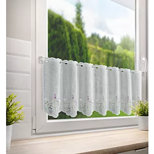 Tkanina firanowa zazdrostka zdobiona haftem polnych kwiatów Eurofirany