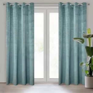 Zasłona turkusowa z tkaniny welwetowej 140x250 przelotka ALUVIA Eurofirany