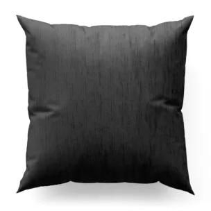 Poszewka szyta czarna z tkaniny welwetowej w pionowe prążki, wykończona obciążnikiem