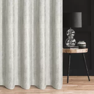 Zasłona szyta na taśmie fala naturalno srebrna tkanina o naturalnym splocie z delikatnym połyskiem