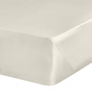 Prześcieradło gładkie bez gumki 160x210 cm z satyny bawełnianej kolor kremowy 125 g/m2 NOVA Eurofirany