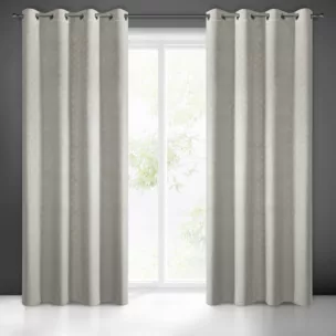 Zasłona beżowa wzór geometryczny z wytłaczanego welwetu 140x250 cm przelotka JULIA Eurofirany