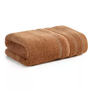 Ręcznik kąpielowy 50x90 cm bawełniany kolor miodowy zdobiony kontrastującymi pasami 500 g/m2 VENTO Eurofirany