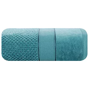 Ręcznik kąpielowy 70x140 cm bawełniany kolor turkusowy z welwetową bordiurą 500 g/m2 JESSI Eurofirany