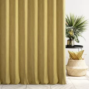 Zasłona szyta na taśmie 5 cm miodowa z tkaniny o naturalnym splocie z efektem melanżu