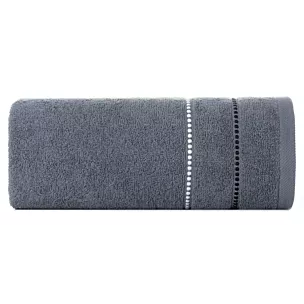 Ręcznik kąpielowy 70x140 cm bawełniany kolor popielaty z kontrastującymi paseczkami 500 g/m2 SUZI Eurofirany
