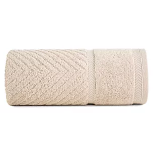 Ręcznik kąpielowy 50x90 cm bawełniany kolor beżowy ze wzorem zygzaka 500 g/m2 KALIA Reina Line Eurofirany