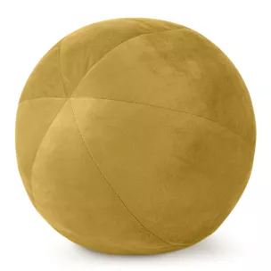 Poduszka dekoracyjna w formie kuli średnica 24 cm welwetowa musztardowa GAJA Eurofirany