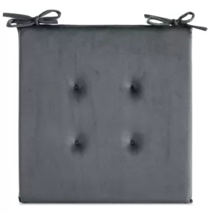 Poduszka na krzesło 40 x 40 x 3 cm welwetowa stalowa z ozdobnym pikowaniem i praktycznymi troczkami GAJA Eurofirany