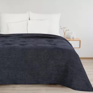 Koc bawełniany 180x220 cm granatowy ze strukturalnym wzorem 3D AMBER DESIGN 91 Eurofirany