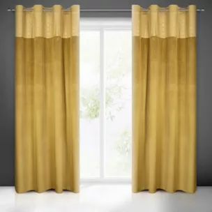 Zasłona miodowa ze złotym wzorem z błyszczącego welwetu 140x250 przelotka ELEN Eurofirany