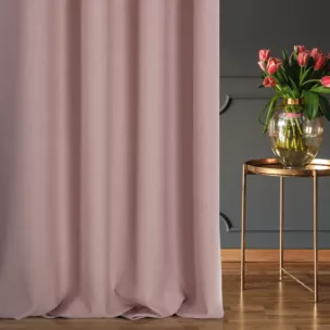 Zasłona szyta na taśmie 5 cm pudrowo różowa z miękkiej, matowej tkaniny w stylu eko o naturalnym splocie