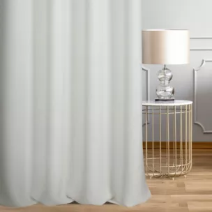 Zasłona szyta na taśmie fala jasnosrebrna z tkaniny o naturalnym splocie w stylu eko