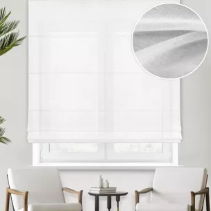 Roleta rzymska biała o naturalnym, luźnym splocie w stylu eko