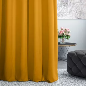 Zasłona szyta na flexach DORA - HIT musztardowa z miękkiej tkaniny o welurowej strukturze