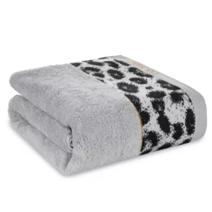 Ręcznik kąpielowy 70x140 cm bawełniany kolor srebrny,czarny z designerską bordiurą 500 g/m2 EVA 22 Eva Minge Eurofirany