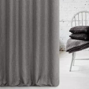 Zasłona szyta na taśmie fala stalowo szara z miękkiej tkaniny z efektem melanżu